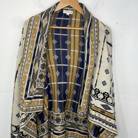 Freeway Waterfall Shawl Wrap Cardigan Sweater Aztec Print Long sleeves sz Large - Picture 4 of 16
